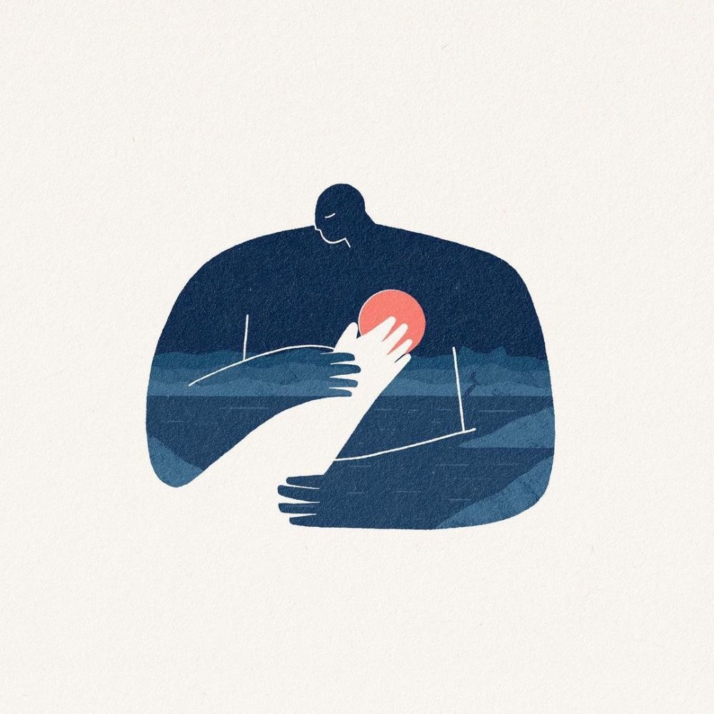 Illustration de deux personnes prenant appui autour d’un cercle rouge